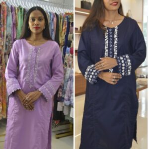 Two colours blue and purple with thread and mirrors work